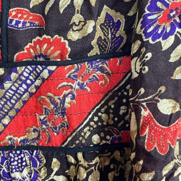 NWT Daniel Rainn‎ L Brown Red Floral Knit Top – Quilted Detail Peplum Boho Chic - Picture 6 of 9